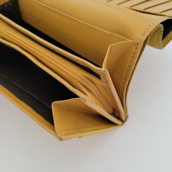 Nina Ricci Mustard Yellow Wallet Leather Italian Bifold Boho Designer - Picture 5 of 11